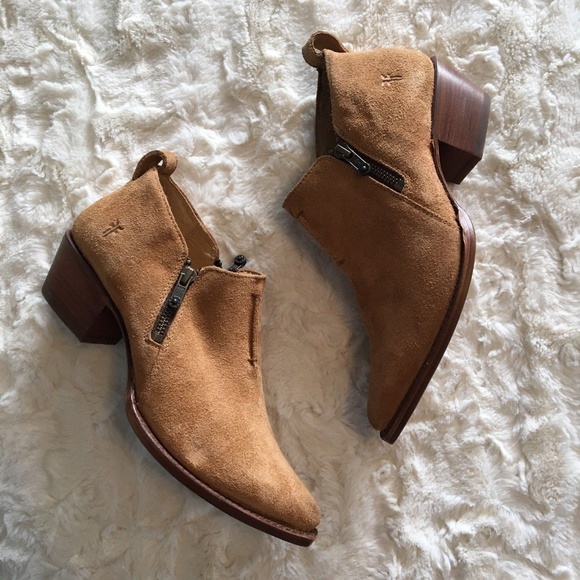 Frye Shoes - Frye Sand Suede Sacha Moto Shootie Boots 8.5 EUC